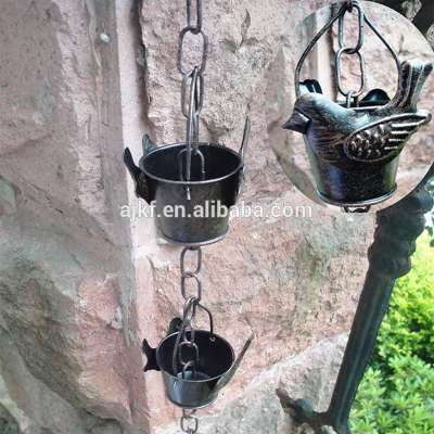 Garden Decoration Pure Copper Rain Hanging Chain With Flower Cup