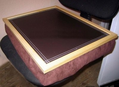 Kaifeng Hot sell Pine wood wooden lap tray desk ,with Polyethylene foam bean bag,with Leather top