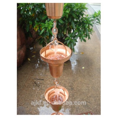 8feet Bell Hammered Copper Rain Chains